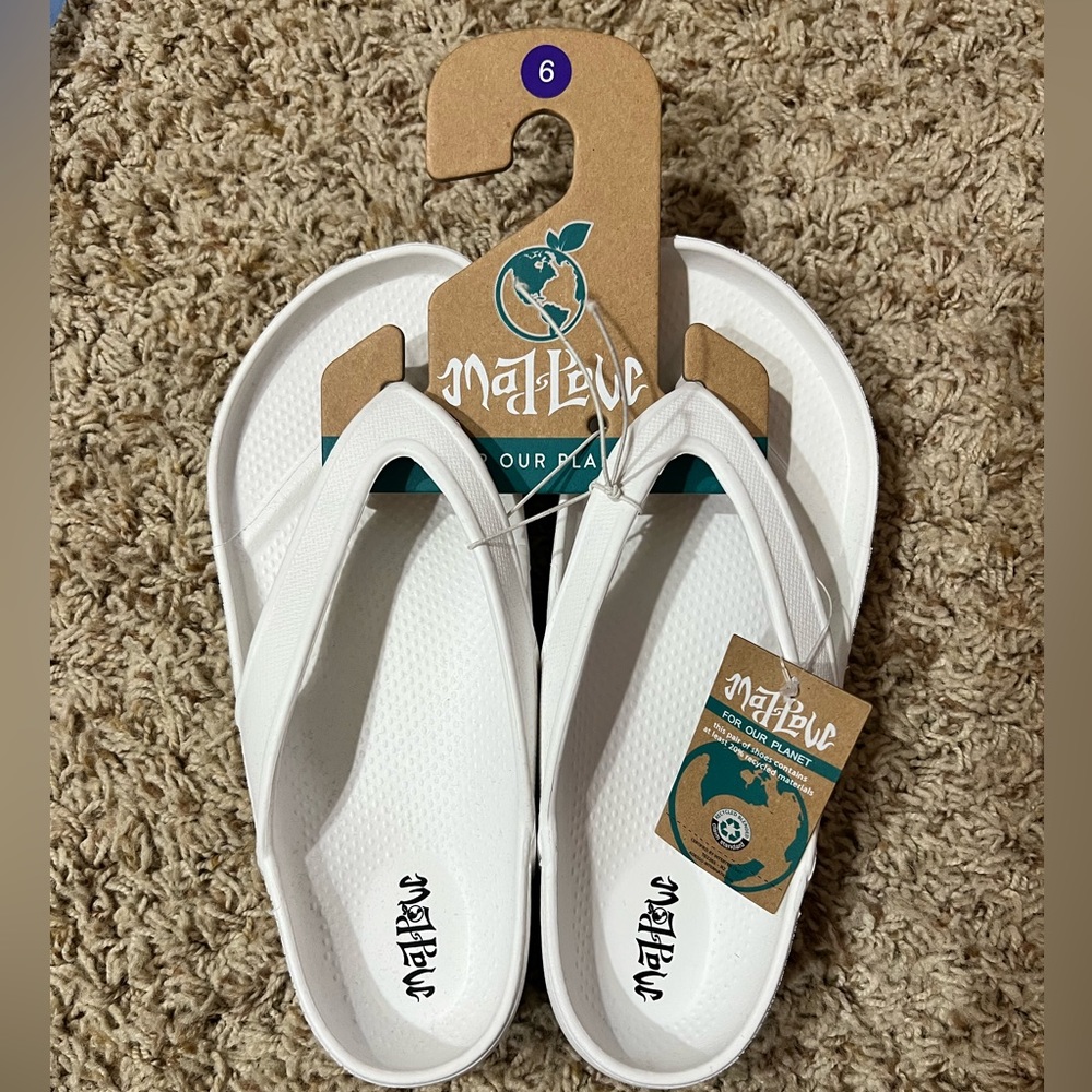 Mad love white flip flops